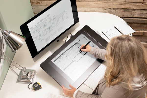 Design work in progress on interior plans